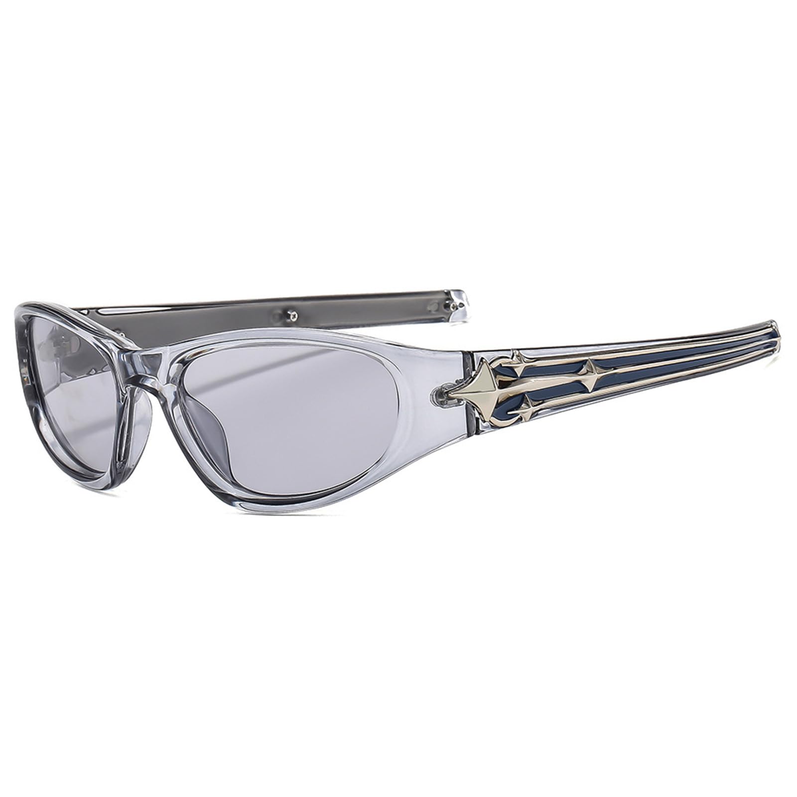 Y2K Cat Eye Sunglass for Women Transparent Grey Frame Light Grey Lenses-image-43