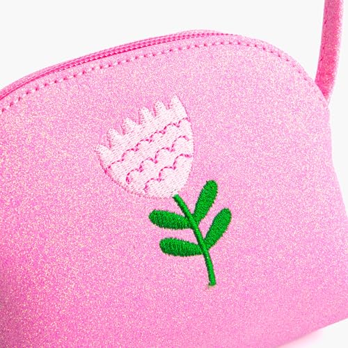 Cute Sparkly Purse with Flower Embroidery for Toddlers and Little Girls 2-6Y, Purple4