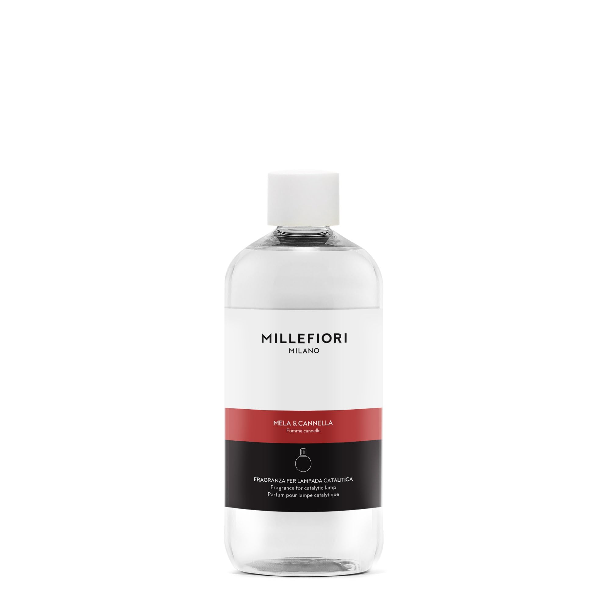 Millefiori Transparente Milano Recarga Para Lámpara Catalítica 500 Ml Mela & Cannella – Aroma Especiado Amaderado Con Manzana Verde, Canela Y Vainilla