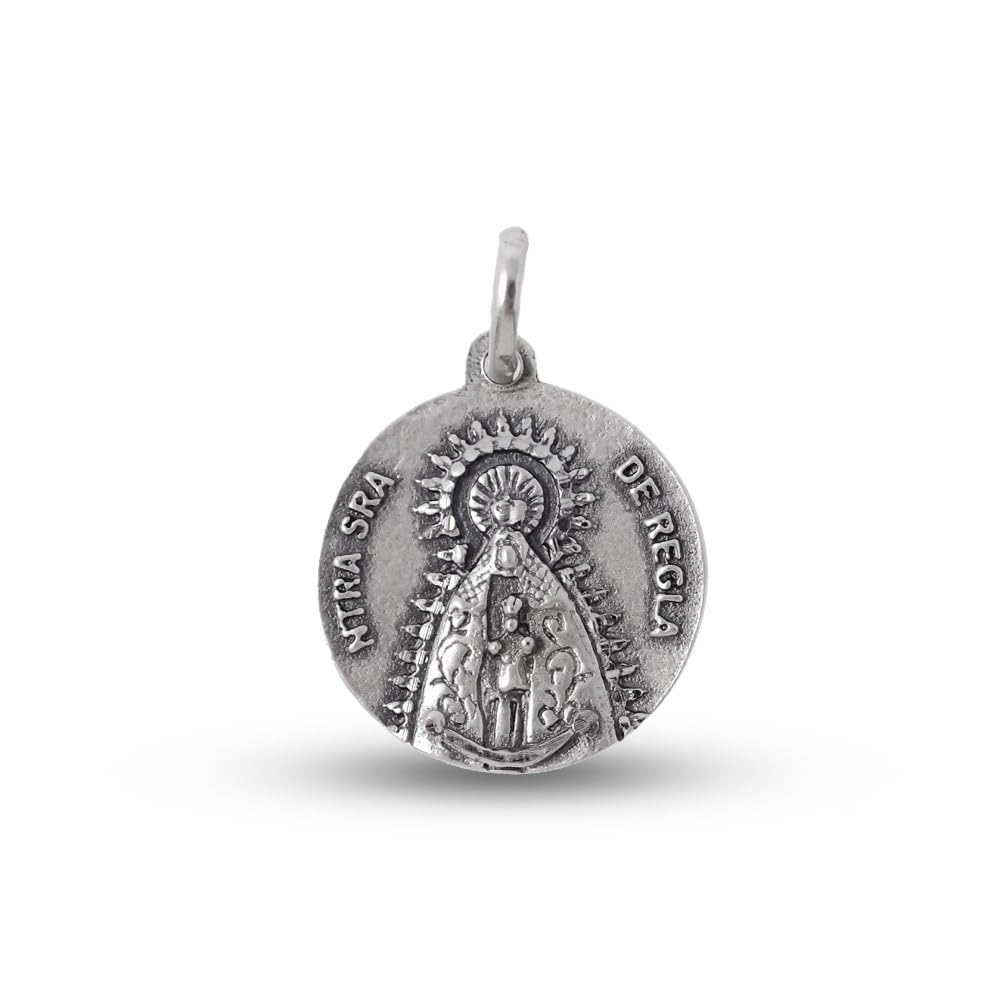Ciondolo medaglia Vergine di Regla Chipiona Cadice Argento sterling massiccio 925 m 19 mm.