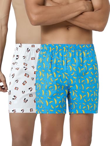 Image of XYXX Men's Remix Regular Fit Cotton Printed Boxer with Dual Pocket & No Marks Waistband (Pack of 2)
