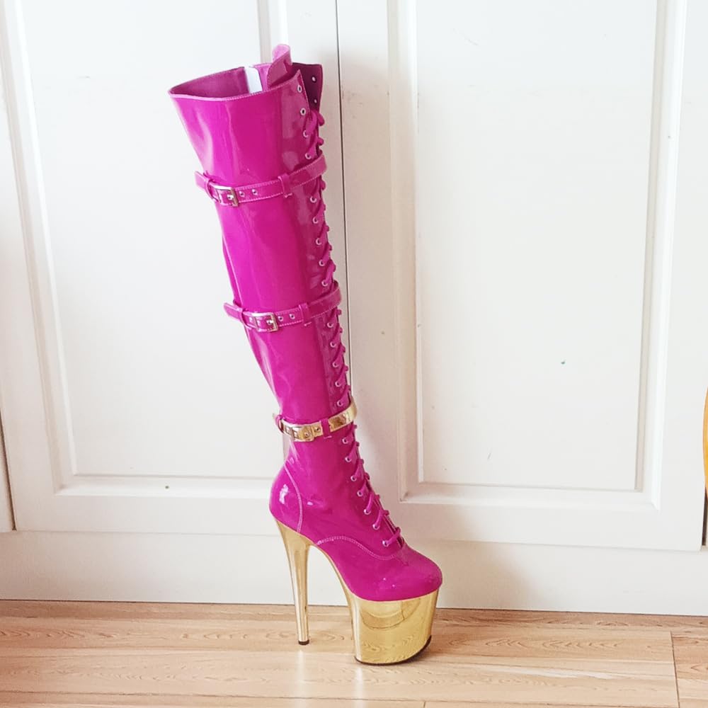 denova's Bottes à talon très haut à lacets pour femme avec fermeture éclair