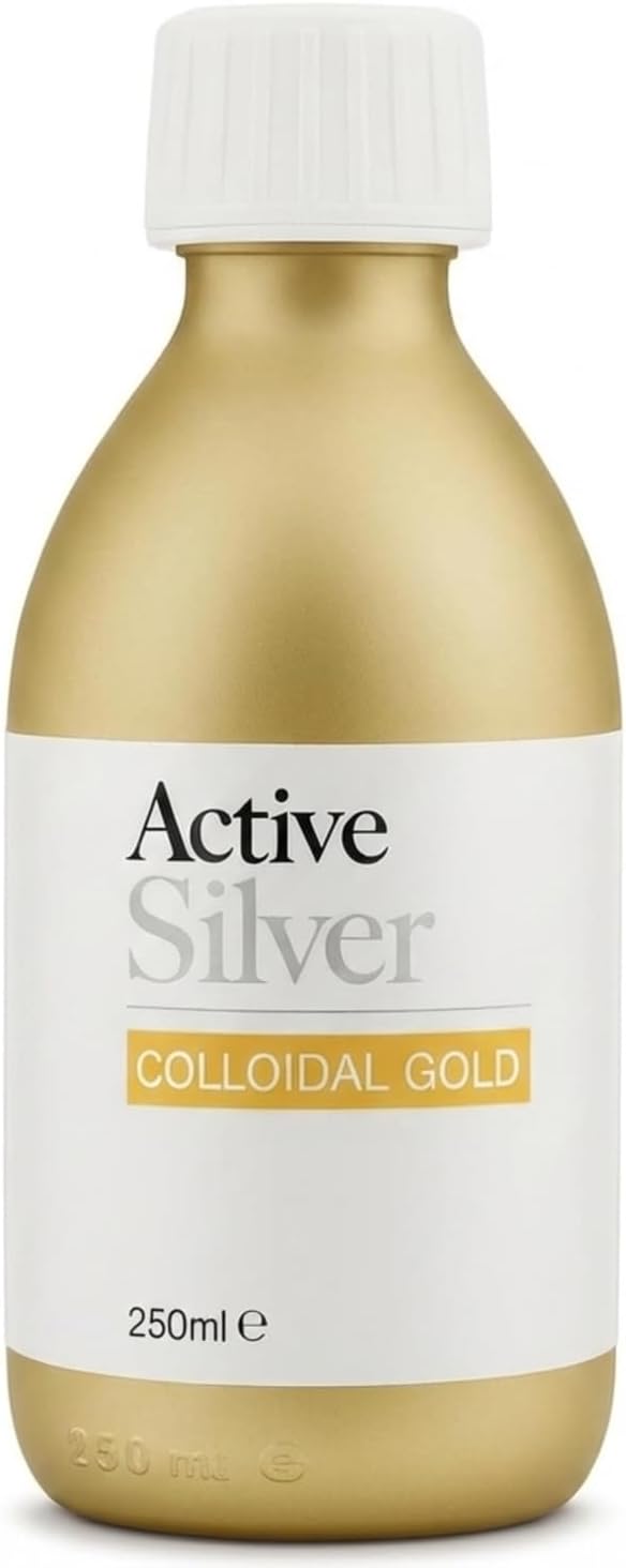 Active Silver Premium Colloidal Gold 250ml Glass Bottle, Superior Concentration, Highly Concentrated at 20-30ppm, Vegan-Friendly, Made in The UK