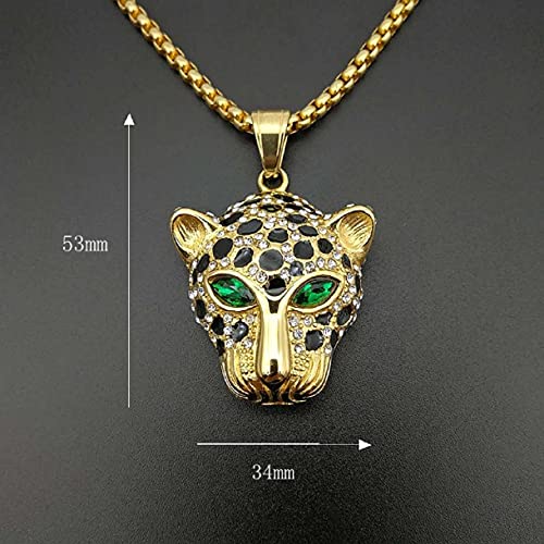 Iced Out Leopard Head Necklace for Men, Stainless Steel Nordic Viking Leopard Animal Necklace Hip Hop Leopard Head Pendant Necklace for Men3