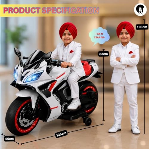 Image of LITTLE PUP Yamaha R9 Battery Operated Bike for Kids | Electric Bike for Child | LED Light & Music | Baby Ride on Toy Rechargeable Battery | for Kids to Drive 2 to 10 Years Boys and Girls