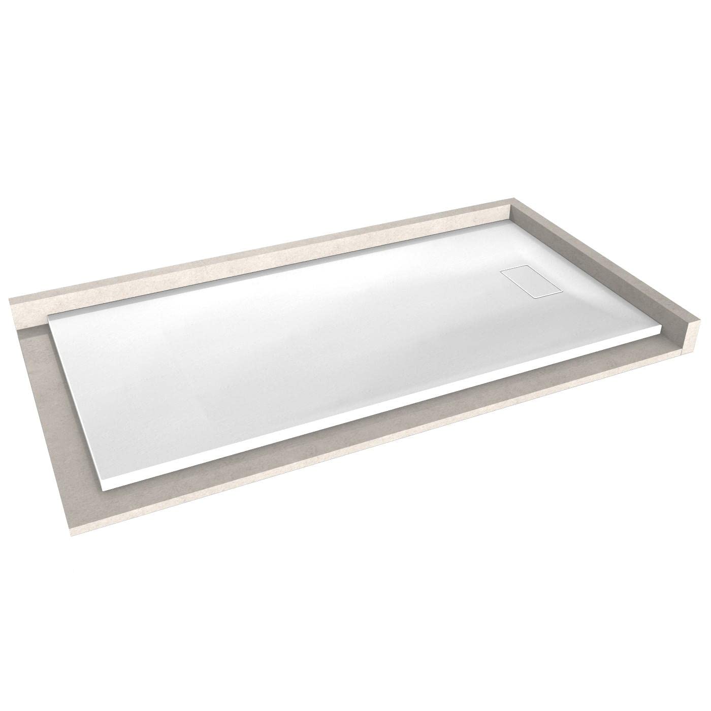 BERNSTEIN - Receveur de douche rectangulaire 90x180x3,2cm Blanc Bac douche verre-résine SMC antidérapant avec pente, sans drain, Résistant & Durable - série GT