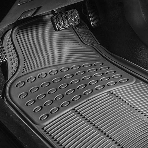 Image of FH Group Car Floor Mats - Heavy-Duty Rubber Floor Mats for Cars, Universal Fit Full Set, Trimmable Automotive Floor Mats, ClimaProof Floor Mats For Most Sedan, SUV, Truck Floor Mats Gray