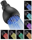 High Pressure Led Showerhead, High Flow Shower Head with Lights, Color Changing Showerhead, 7 Color Light Automatically, Basic Shower Head with Led Lights, No Battery, Easy Installation, Matte Black