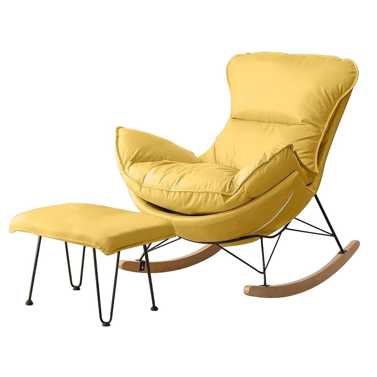 Fauteuil à bascule adulte et pouf assorti pour balcon abrité et chambre