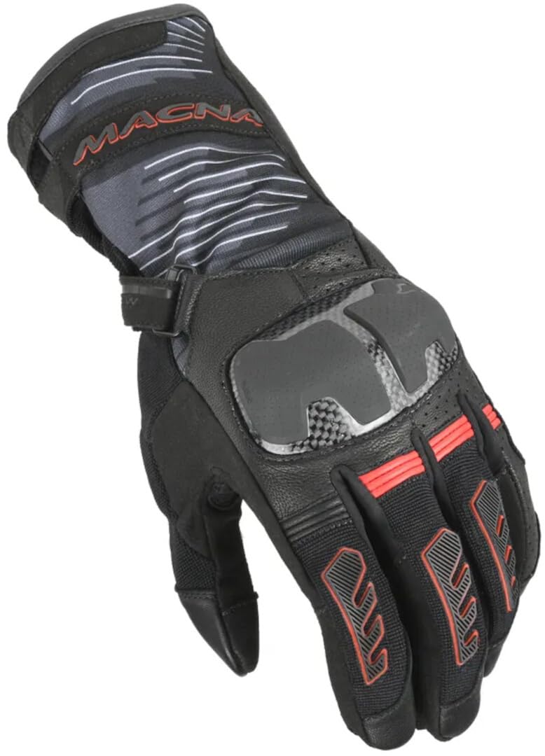 Macna Men's Black/Red Tempo 2.0 Motorcycle Gloves