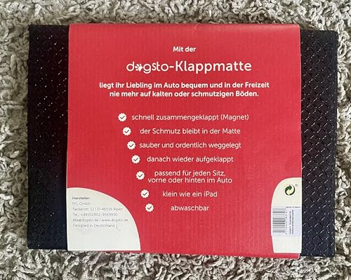 Dogsto die Hunde Automatte/Klappmatte für jedes Auto Schnell zusammengeklappt (Magnetverschluss) | Der Schmutz bleibt in der Matte | Sauber und ordentlich weggelegt ins Türinnenfach, Stoff-Malmo