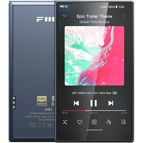 FiiO M21 Android 13 Portable Music Player MP3 Walkman Snapdragon 680 4* CS43198 DAC Chips Hi-Res Audio DSD Bluetooth LDAC (Blue-Black)