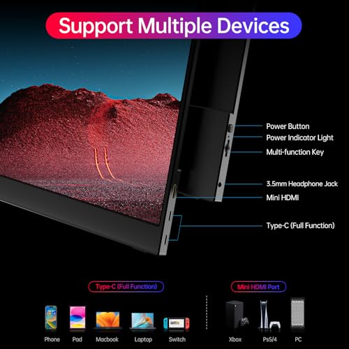 Image of ForHelp True 4K Portable Monitor - 15.6inch UHD 3840x2160 100% sRGB USB-C HDMI External Second Monitor Portable IPS Screen Computer Display with Speakers for Laptop MacBook Switch PS5 /4 Xbox