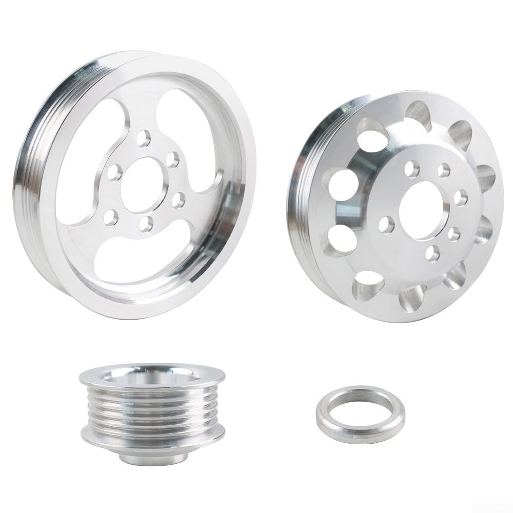 Kit de polea de aluminio Billet para MK4 para Golf GTI Jea 1.8T 2.0L 1999-2005 Cigüeñal Accesorio (negro)