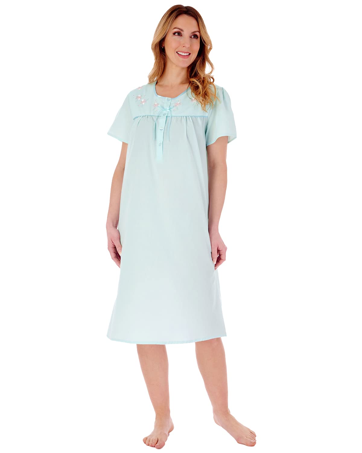Slenderella ND55201 Women's Mint Embroidered Nightdress 28/30
