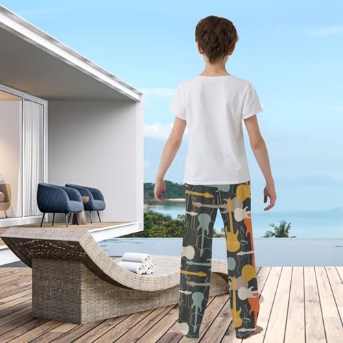 visesunny Boys Pants Color Electric Guitar Soft Long Bottoms Jogger Pants Elastic Waist Trousers with Pockets XL3