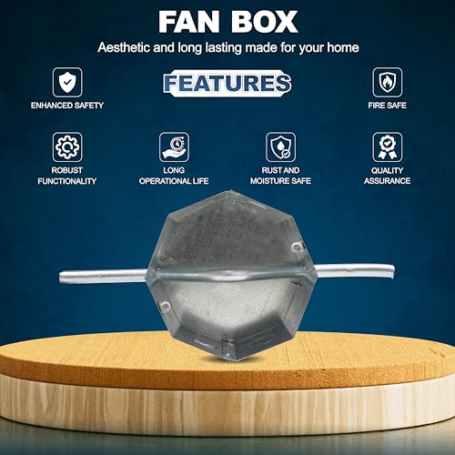 Image of Forus Metal Fan Box Round Wall-Mounted Ceiling Fan Box, 18 Gauge GI Sheet Metal, Rustproof Heavy-Duty Flush Mount Electrical Junction Box, Durable Galvanized Iron, Modular Design, 18 Gauge Thickness