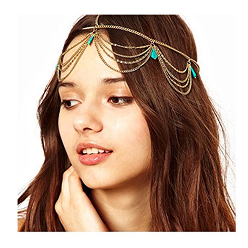 Minesign Headbands Jewelry Head Chain Boho Hair Accessories Turquoise Pearl Headpiece For Women Girls 4 Pack #TOP2