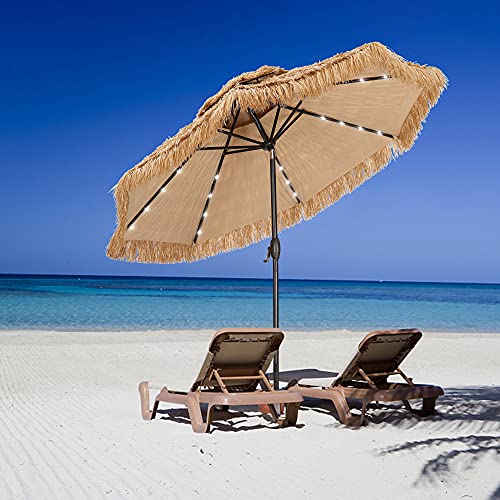 Saemoza-9ft-Thatched-Patio-Tiki-Umbrella-with-Tilt-32-built-in-LED-lights-2-Tier-Hawaiian-Style-Beach-Patio-Umbrella-NO-Base 51jlaZY7vvS