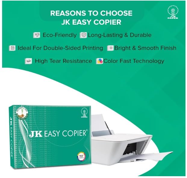 Image of JK Easy FS legal SIZE Copier Paper | LEGAL SIZE | FS SIZE |70 GSM | 500 Sheets | White Paper,1 Ream | For Laserjet & Inkjet Printer | Fast Drying | Both Side Print, With Extra Sheet