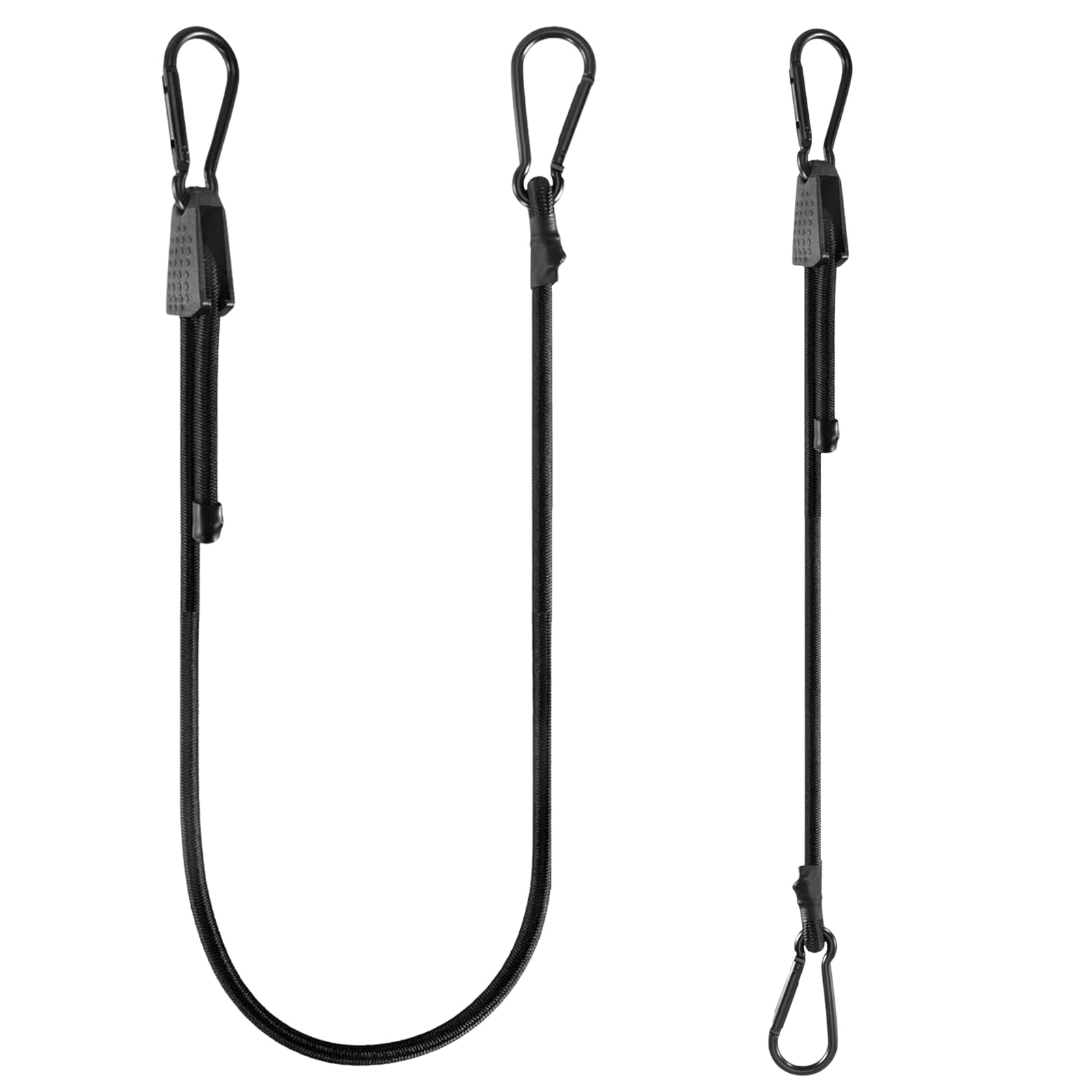 2 Pcs Bungee Cords with Hooks, 1m Djustable Bungee Cords with Carabiner Safety Hooks, Durable Elastic Straps with Carabiner Clips Heavy Duty, for Securing Luggage, Camping Gear, Bike, Car Roof