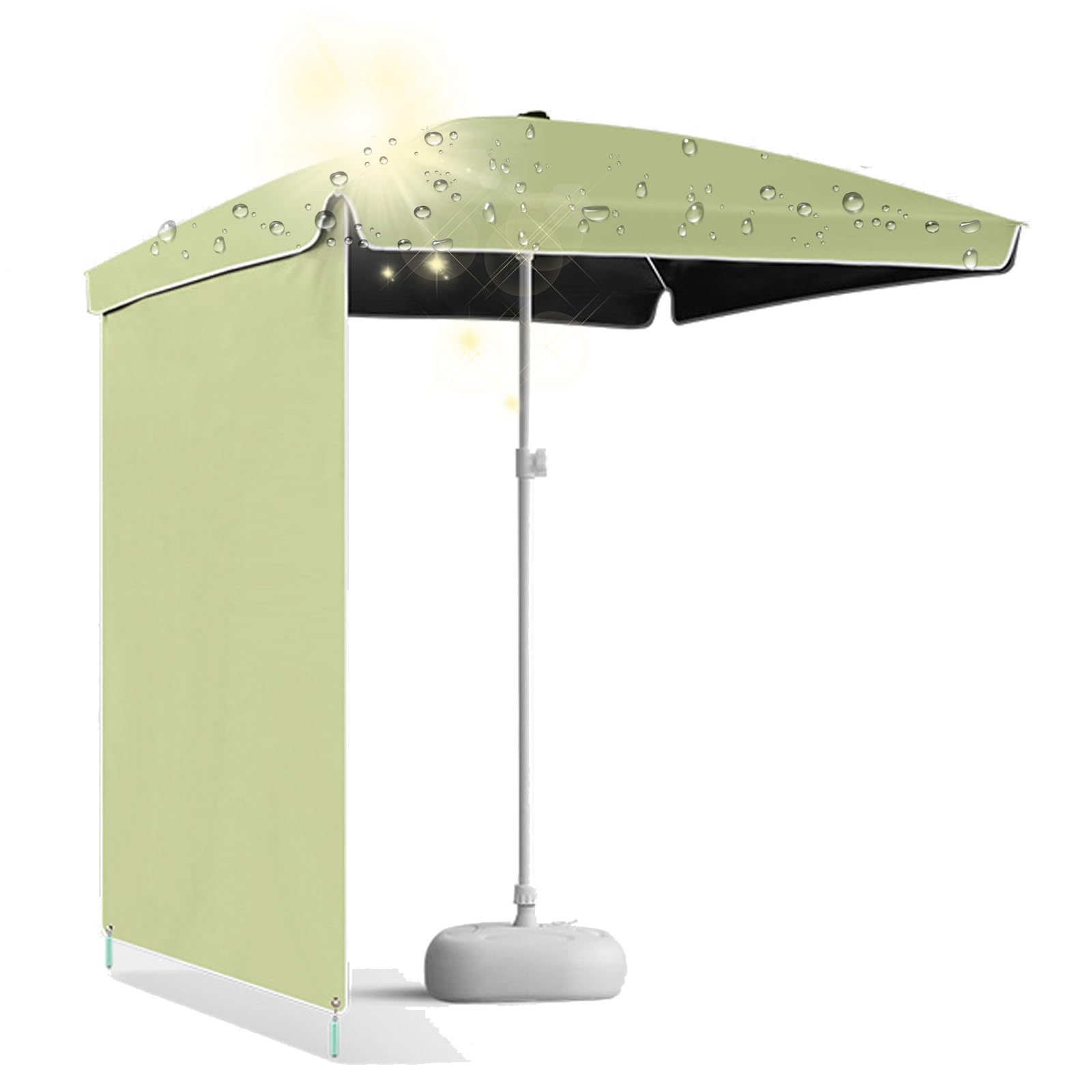 XEISYO 2x2m Square Camping Parasol, Portable UV Protective Sun Shelter with Detachable Sidewall for Market Stall, Garden, Outdoor Activities, Without a Water-Filled Base (Green)