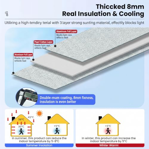 Film isolant épais à 3 couches avec ventouses protection solaire et écran confidentialité - 3