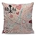 WONDERTIFY - Federa per cuscino con torre Eiffel, con cuori romantici e decorativi, per divano, letto e divano, 45 x 45 cm, colore: Rosa