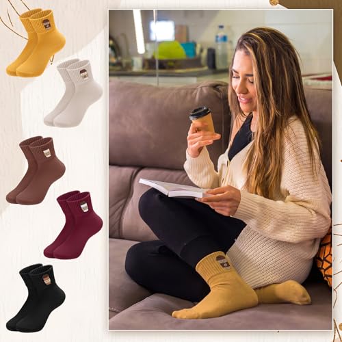 Image of Eurzom 10 Pairs Socks Womens Crew Elastic Ankle Length Cotton Socks Aesthetic Cute Lightweight Low Cut Gifts for Women