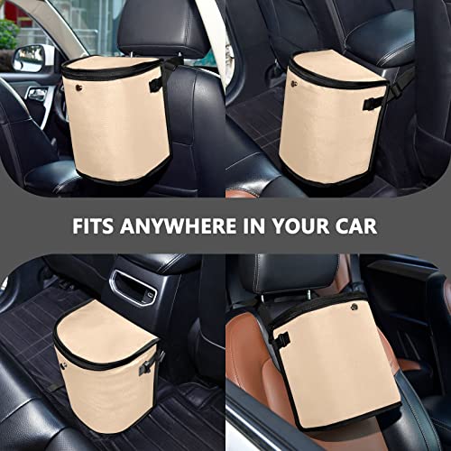 Image of Wudan Small Car Trash Can Peach Accessories for Garbage Storage Organizer with Lid Waterproof Portable Auto and Truck Interior Seat Bin