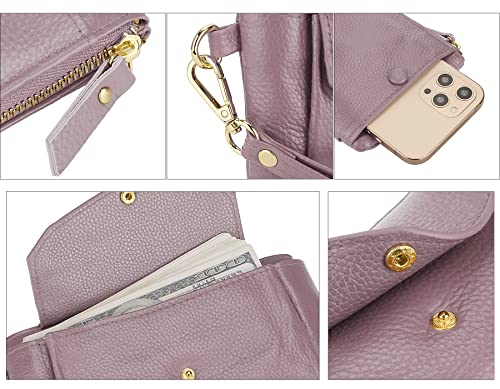 Image of Uromee Wristlet Wallet Clutch Purses for Women Genuine Leather Crossbody Bag Handbag with Detachable Shoulder Chain