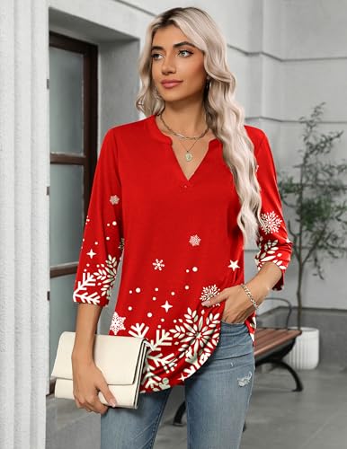 Image of Zeagoo Womens 3 /4 Length Sleeve Tops V Neck Tunic Dressy Casual Blouse