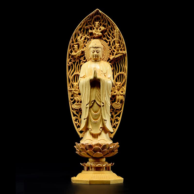 Amazon｜木彫り置物 立像 （ 娑婆三聖）【地蔵菩薩・釈迦如来・観音