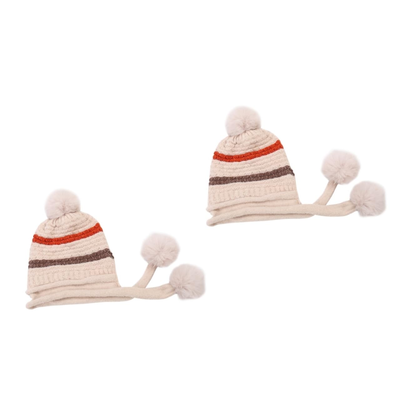 SHERCHPRY 2piezas Gorro De Lana para Mujer Pompones Decorativos Gorro De Esquí Cálido y Cómodo Diseño De Punto Elástico para Actividades Al Aire Invierno Beige