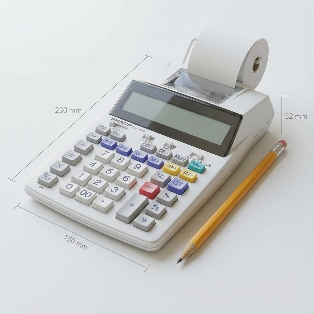 Sharp EL-1750V Calculadora de escritorio 12 dígitos pantalla LCD grande blanco