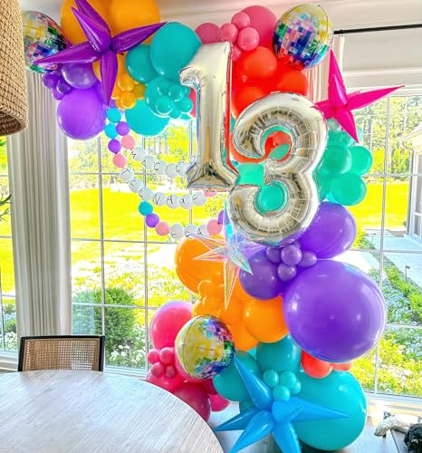 Disco Balloon Arch, 125 PCS 80s Balloon Arch Kit mit Hot Pink and Purple Teal Orange Metallic Green Balloons - Image 4