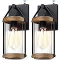 LONEDRUID 2 Pack Dusk to Dawn Outdoor Wall Light Fixtures Photocell Sensor Exterior Lantern Sconce Lighting Waterproof Outside Wall Mount Lamp for House Patio Garage Entryway Doorway