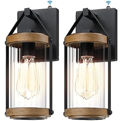 LONEDRUID 2 Pack Dusk to Dawn Outdoor Wall Light Fixtures Photocell Sensor Exterior Lantern Sconce Lighting Waterproof Outside Wall Mount Lamp for House Patio Garage Entryway Doorway