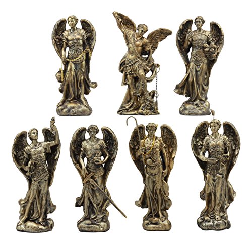 Set de siete arcángeles figuras de resina 4.75 pulgadas miniatura 2