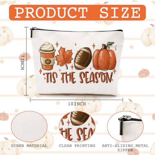 WRSUNT Tis the Season Fall Makeup Bag Fall Gifts for Women Best Friend Bestie Wife Autumn Thanksgiving Cosmetic Bag Autumn Themed Makeup Bag Gifts Ideas2