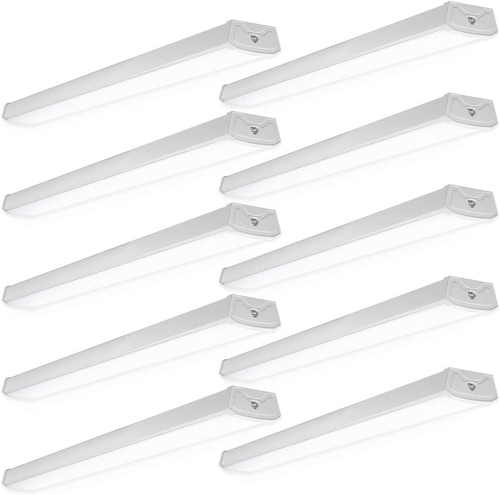 Sunco 20 Pack LED Garage Ceiling Lights Wraparound Fixture 4FT,Linkable Shop Light, 3500 LM, 40W=300W, 6000K Daylight Deluxe, Hardwired, Surface Mount, Utility Workshop Light ETL.