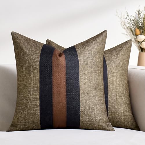 Brown Cushions Covers 45 x 45 Decorative Modern Square Throw Pill...