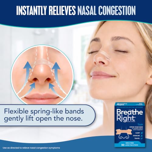 Breathe Right Nasal Strips, Relieves Nasal Congestion, Large, Tan, 30 ct - image 2