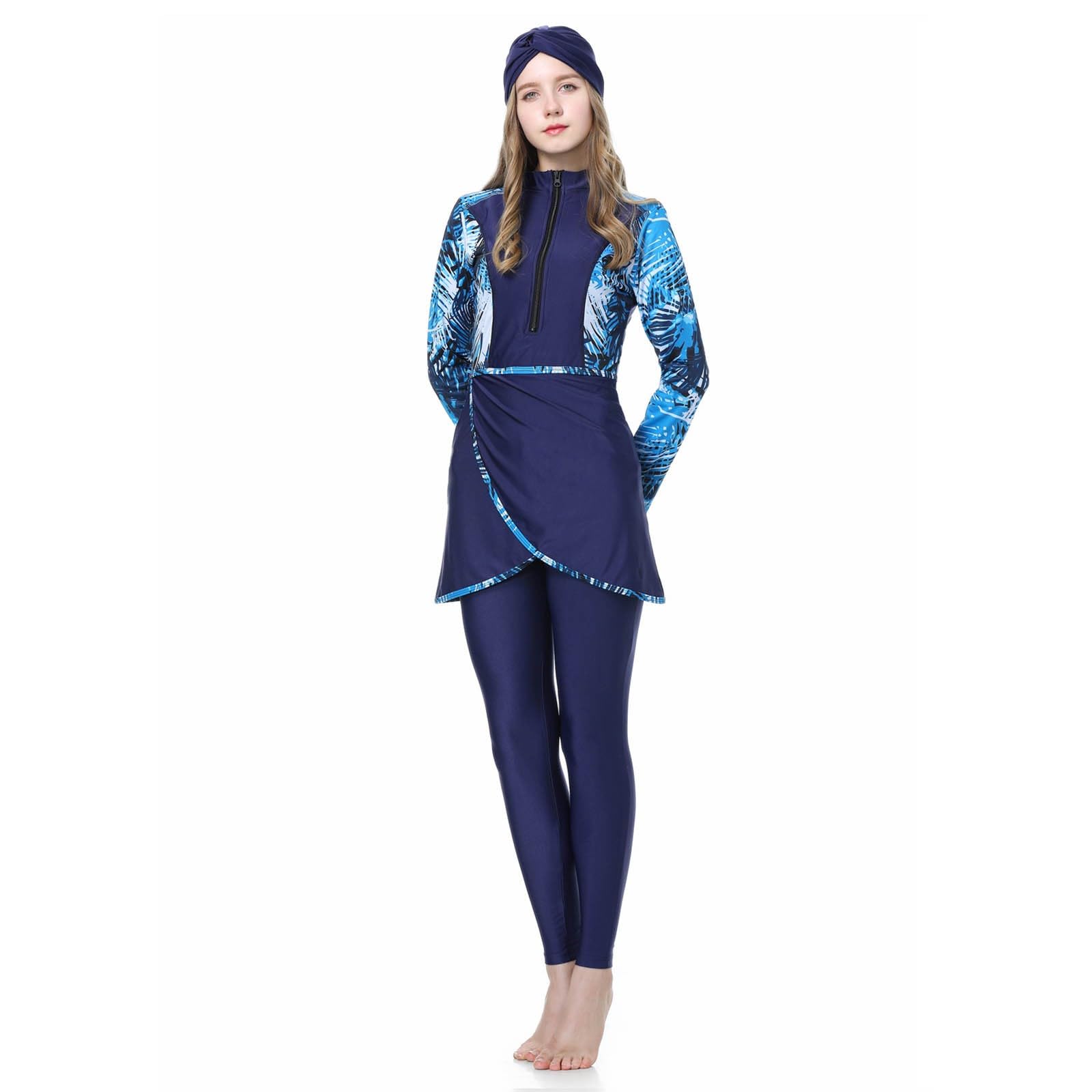 Burkini Damen: Muslimische Badeanzug Sonnenschutz Push Up Große Größe Badeanzüge Schwimmanzug Shape Bauchweg Swimwear Swim Suit Slim Fit Bademode Badebekleidung