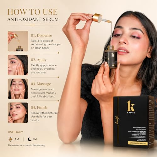 Image of KADIFE Anti Oxidant Face Serum with Alpha Arbutin, Allantoin & Acerola Fruit Extract | Dark Spot Corrector & Skin Brightening Serum for Hyperpigmentation, Uneven Skin Tone & Glow | 30ml