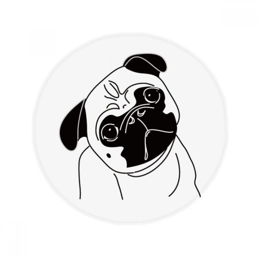 Tapis de sol rond dessin animé chien noir 80 cm pour cuisine et salon