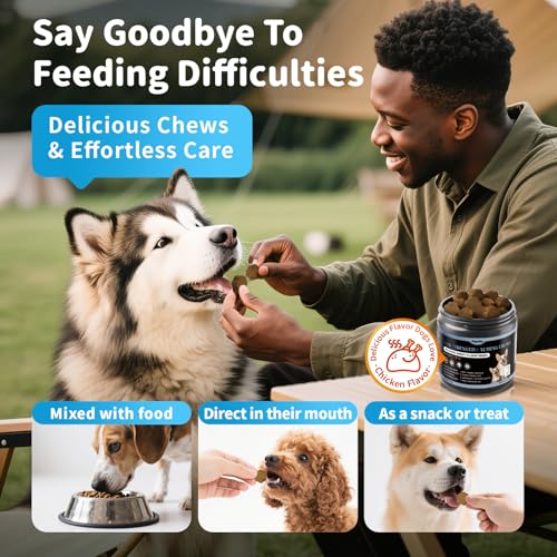 Image of Calming Chews for Dogs - Advanced Calming Treats for Dogs Anxiety, Stress, Separation, & Thunder, Relaxation with Ashwagandha & L-Theanine, Non-Drowsy Alternative to Melatonin, Chicken Flavor, 90Ct