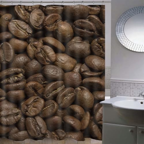 Rideau de douche en tissu polyester de qualité supérieure marron et lavable