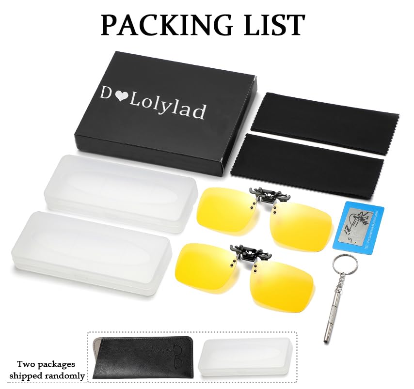 2 Pack Clip On Night Driving Glasses - Polarized Anti Glare Flip Up Sunglasses for Prescription Night Driving3