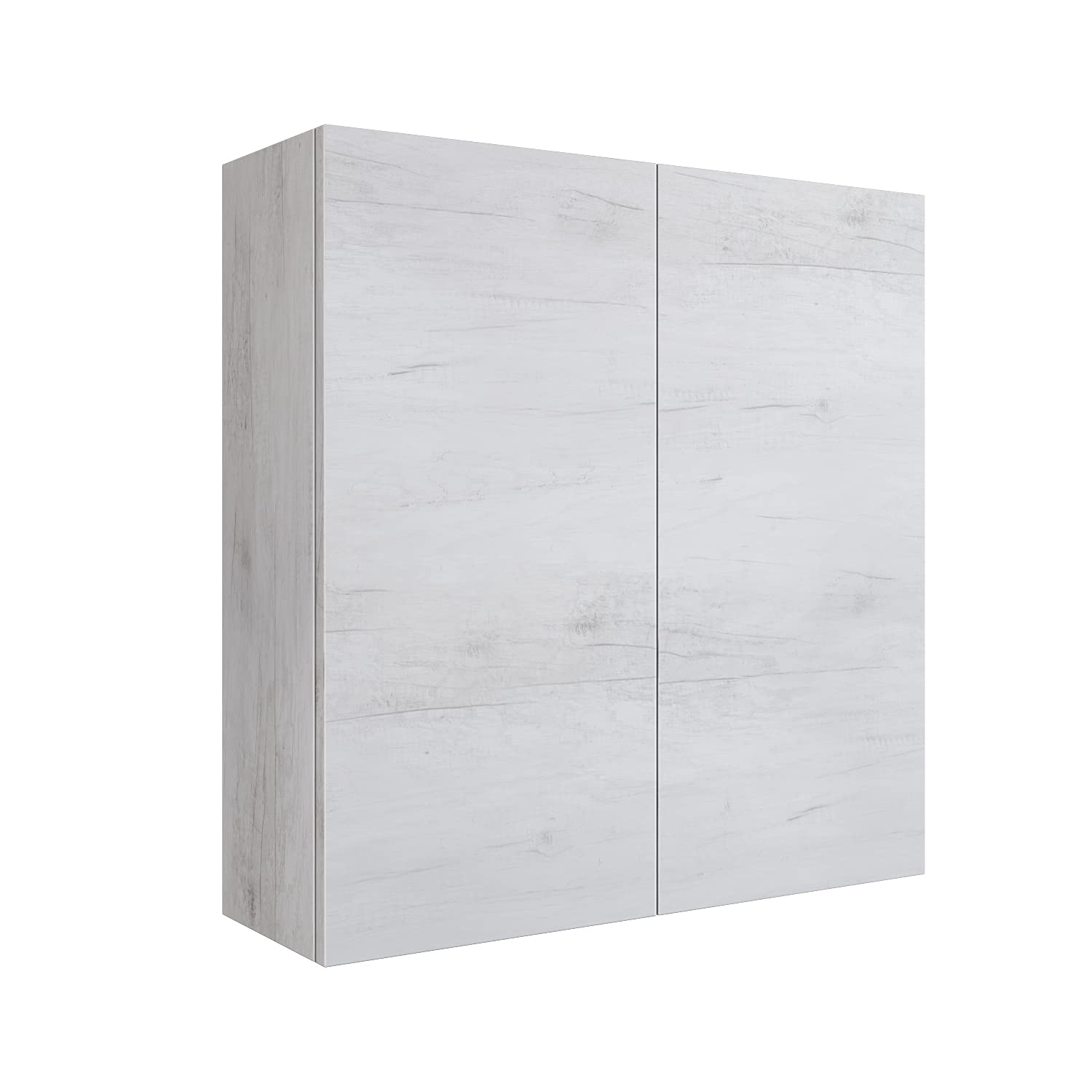 MaMa Store Double Wall Unit 2 Doors and Push And Pull Opening System, Laminate, White Oak L. 68 X D. 22 X H. 71 Cm